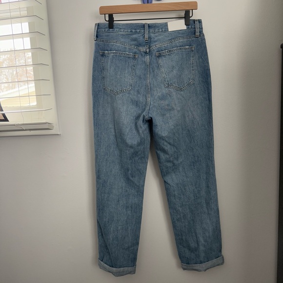 Pistola 26 Distressed Baggy Boyfriend Jeans Rolled Up Light Wash Grunge - Picture 2 of 6